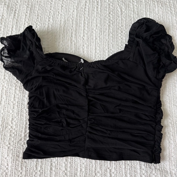 Mind Code Black Ruched Blouse - Picture 2 of 3